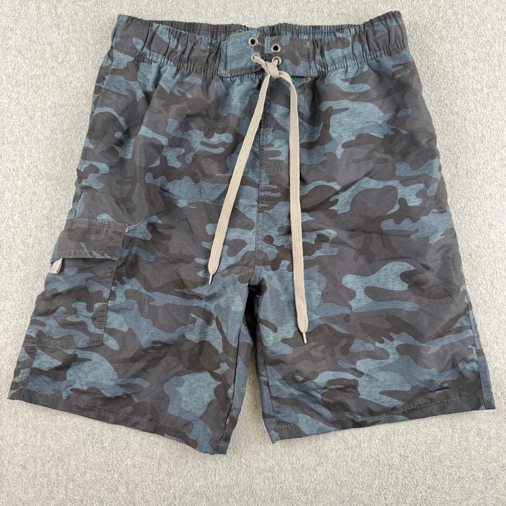 Stillwater Supply Co Swim Trunks Mens M Blue Camo Board Shorts Mesh Lined Cargo